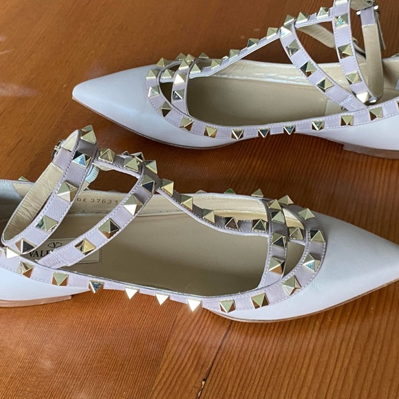 Valentino Rockstud Accents Leather Ballet Flats - Picture 4 of 6